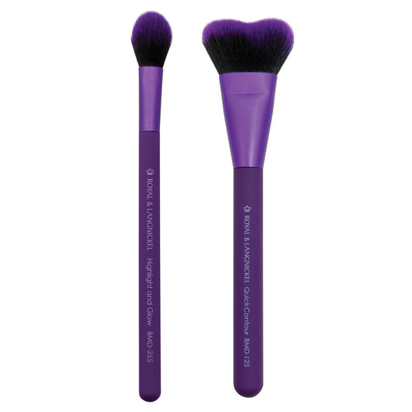 MODA Perfect Pairs Insta-Glow Kit, Travel Size Highlight & Contour Brush Duo