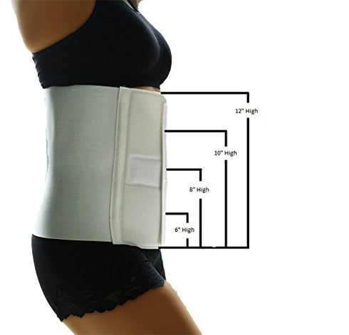 Abdominal Binder for Men and Women, Postpartum Wrap, Surgical Binder, Hernia Support, 12" High, 50"-62" Waist