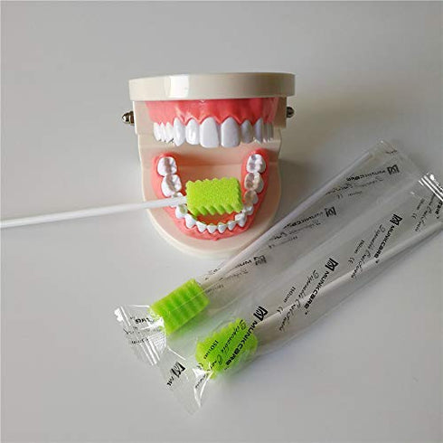 Treated Dentifrice Oral Swabs, Dental Swabs Mouth Cleaning Sponge Swabs, 250pcs, Fruit Green
