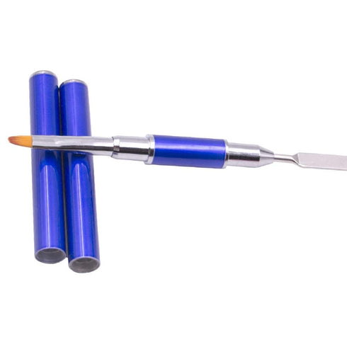 Kalolary 2Pcs Dual-Ended Poly Gel Nail Brush & Picker, 2 in 1 Stainless Steel Tool for UV Gel Acrylic Nails