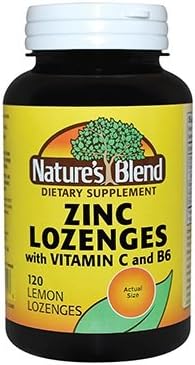 Nature's Blend Zinc Lozenges + Vitamin C & B6,120 Lemon Lozenges (Pack of 2)
