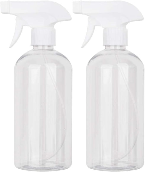 UUJOLY 17 oz Plastic Spray Bottle, Clear Refillable Container for Water, Essential Oils, 2 Pack