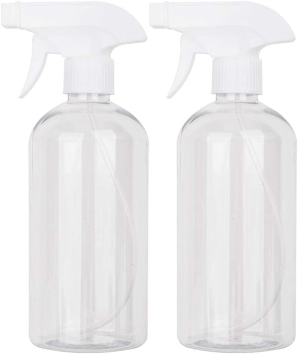 UUJOLY 17 oz Plastic Spray Bottle, Clear Refillable Container for Water, Essential Oils, 2 Pack