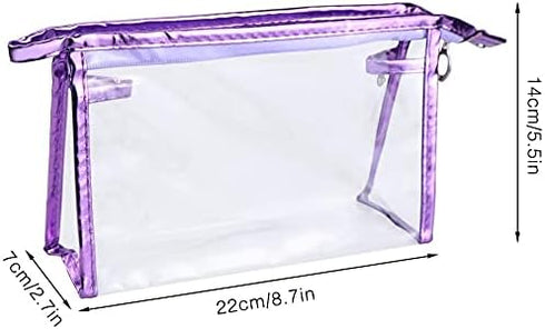 Meetory 10 Pcs Clear Waterproof Cosmetic Bag with Zipper - PVC Transparent Plastic Makeup Organizing Bags
