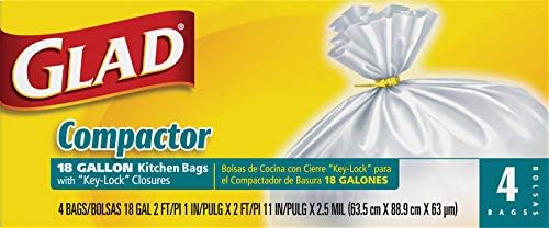 Glad 6638985 18 gal Compactor Bags Key-Lock44; White - Pack of 4 by Glad