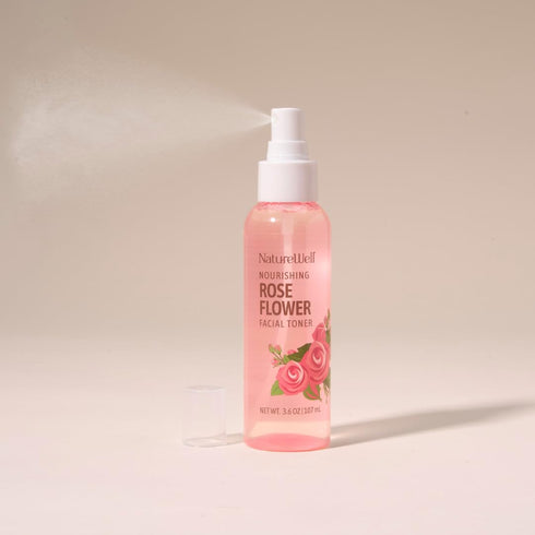 NATURE WELL Rose Water Hydrating Facial Toner Mist, 4 Fl Oz for Dewy & Radiant Skin