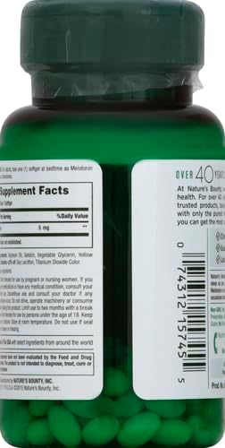 Nature's Bounty Melatonin 5mg 90 Softgels | 100% Drug Free Sleep Aid for Relaxation & Sleep Health