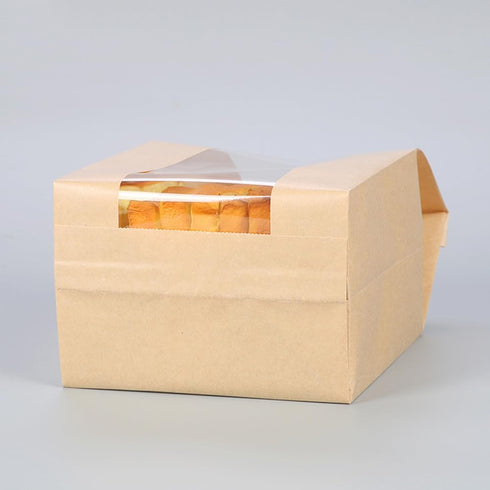 50 Packs Large Paper Bread Bags for Homemade Bread, Kraft Paper Bakery Bags with Window for Sourdough Toast Packing