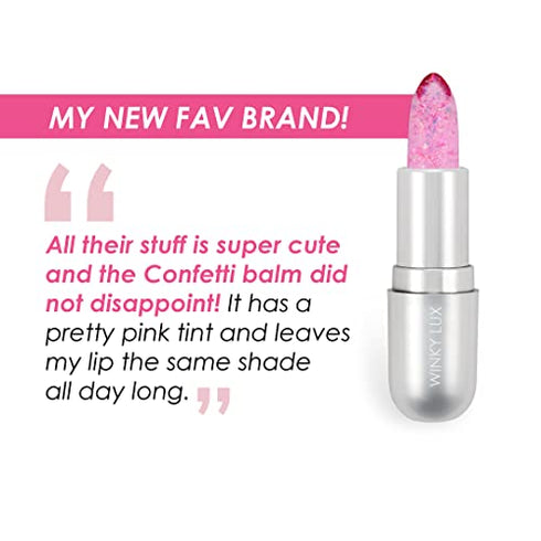 Winky Lux Rainbow Glitter Confetti Balm - Hydrating Lip Balm with Natural Pink Tint and Vanilla Scent