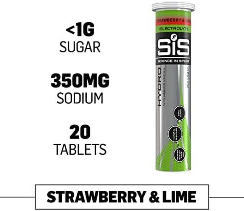 Science in Sport Hydro Electrolyte Tablets, Strawberry & Lime, 20 Tablets, Fast Hydration & Performance Supplement for