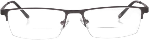Jcerki Gray Bifocals Reading Glasses, 2.00 Men Women Fashion Light Half Frame Eyeglasses
