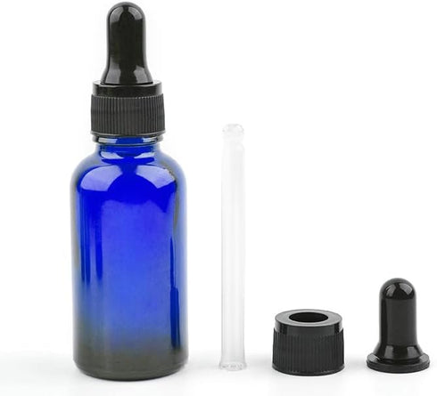 AKOAK 30ml Blue Glass Bottle with Dropper, Pack of 3 for Essential Oils or Laboratory Chemicals