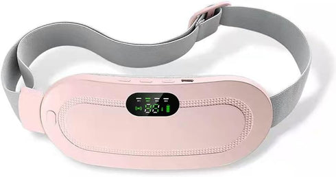 PingJuXuan Smart Menstrual Heating Pad with LCD Display, Pink Portable Electric Waist Belt, Vibrating Abdominal