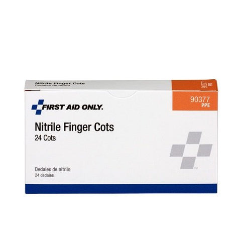 First Aid Only 90377 Nitrile Latex Free Finger Cots, Large, Box of 24, First Aid Kit Refill Supplies