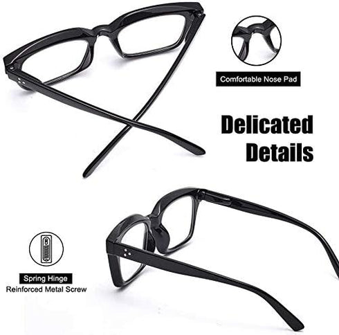 JiSoo Large Frame Reading Glasses, Blue Light Blocking for Women and Men, Fashion Blue Light Readers 1.75, Stylish,