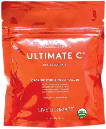 Live Ultimate Ultimate C 30 Day Pouch - Organic Whole Food Vitamin C Powder, 13 Superberries & Superfruits, Non-GMO,