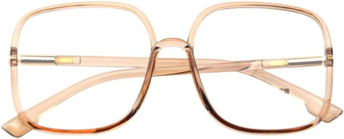 Shiratori Woman's New Retro Blue Light Blocking Glasses, Big Frame Nerd Eyeglasses (Brown)