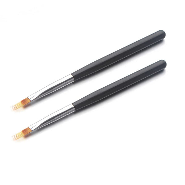 WOKOTO 2PCS Gradient Painting Pens Brushes Kit - Black Nail Ombre Brushes with Wood Handle for UV Gel Nail Art
