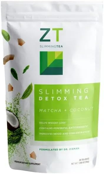 Dr. Zisman ZT Slimming Matcha-Coconut Herbal Tea Blend with Senna Leaf - 28 Day Wellness Blend (28 Bags)