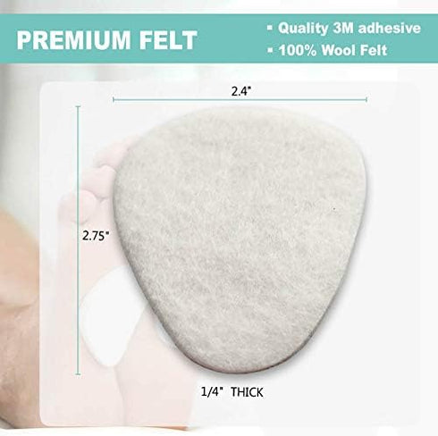 Metatarsal Felt Foot Pads (1/4" Thick, 18 Pieces) - Cushions for Pain Relief, Forefoot, Ball of Foot