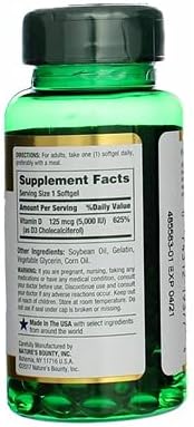 Nature's Bounty D 5000 IU Softgels, 100 Count