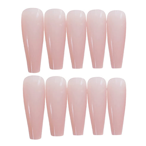 RikView Extra Long Pink Acrylic Nails, Coffin Nail Tips, Glossy Fake Nails (Pink)