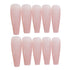 RikView Extra Long Pink Acrylic Nails, Coffin Nail Tips, Glossy Fake Nails (Pink)