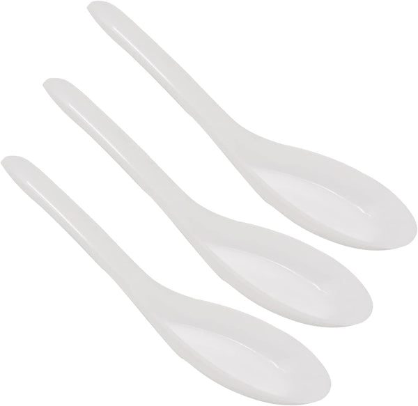 Honbay 60PCS Disposable Plastic Soup Spoons, White Translucent Dinner Spoons for Asian Dishes and Desserts