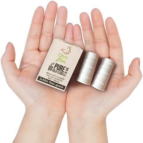 Ohm Earth’s Ohm Floss Refill, Natural Biodegradable Silk Dental Floss for Bamboo/Steel Holder, 110 yds/100m (2-Pack)