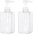 Pump Bottle 15oz/450ml, Refillable Plastic Empty Lotion Soap Dispenser for Bathroom Shampoo and Body Wash, Clear 2 Pack