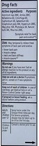 Liddell Homeopathic Back Pain Spray, 1 Ounce for Pain Relief