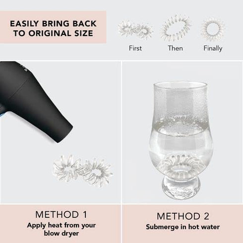 Kitsch Spiral Hair Ties for Women - Creaseless and Dent-Free Coil Hair Ties, No Damage, 4pcs (Clear/Transparent)