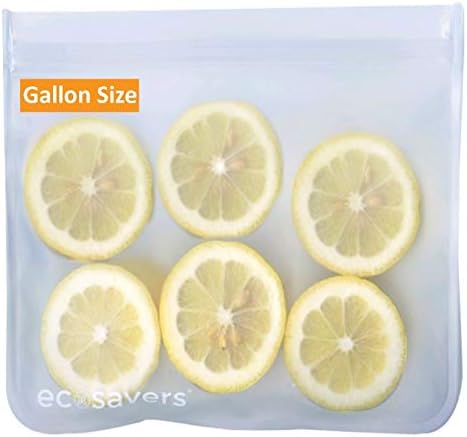 Reusable Large Food Bag, FDA-Food Grade PEVA, Gallon Storage Size, 5-Pack, Clear