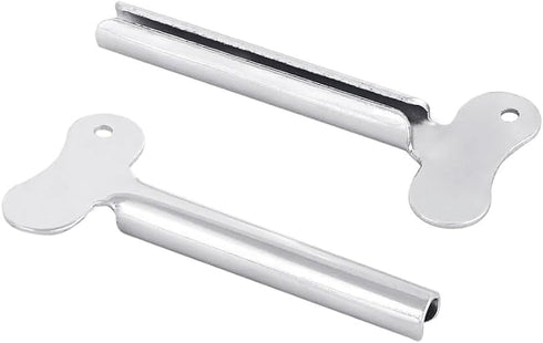 Tnyvm 2 Pcs Silver Metal Tube Squeezer Keys, Toothpaste and Hair Dye Roller