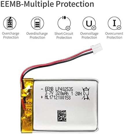 EEMB 4PACK Lithium Polymer Battery 3.7V 320mAh 402535 Lipo Rechargeable Battery Pack with Molex Connector