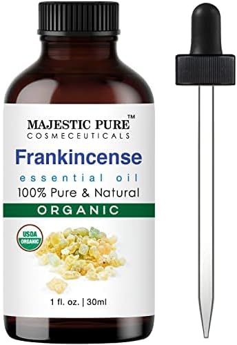 Majestic Pure Frankincense USDA Organic Essential Oil - 100% Organic Quality Oil for Skincare & Aromatherapy - 1 fl oz
