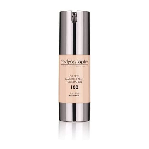 Bodyography Natural Finish Foundation Makeup (Light #100) Oil-Free Anti-Aging Salon Natural Finish with Vitamin E, C, Antioxidants| Photo Control Technology | Vegan, Gluten-Free, Paraben-Free, 1 oz