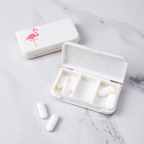 Daily Pill Box Case Waterproof Medicine Organizer for Travel Use - Mini Pill Container with 3 Compartments (Cactus)