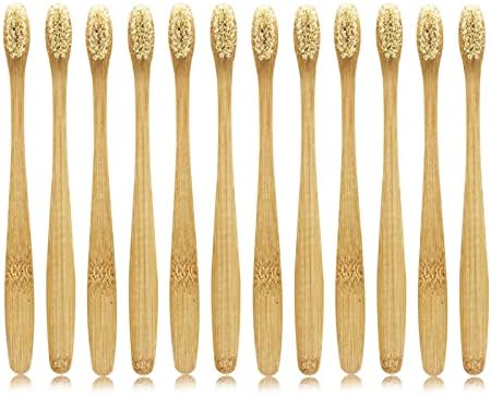 Boar Bristles Natural Bamboo Toothbrush, Eco-Friendly Biodegradable, Pack of 12
