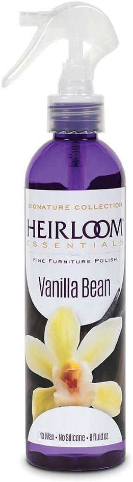 Heirloom Essentials Fine Furniture Polish | Wood Polish Spray for Luster | Silicone, Wax, Ammonia Free (Vanilla Bean, 8