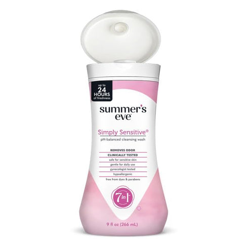 Summer's 9 Eve Cleansing Wash | Simply Sensitive | Ounce | pH-Balanced | Dermatologist & Gynecologist Tested
