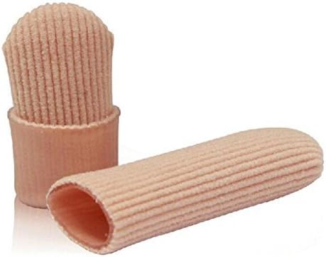 SOHLER 6 Packs Closed Toe Caps Finger Covers - Stretchable Fabric Lined with Soft Gel, Small 3/8"x 2-1/2"