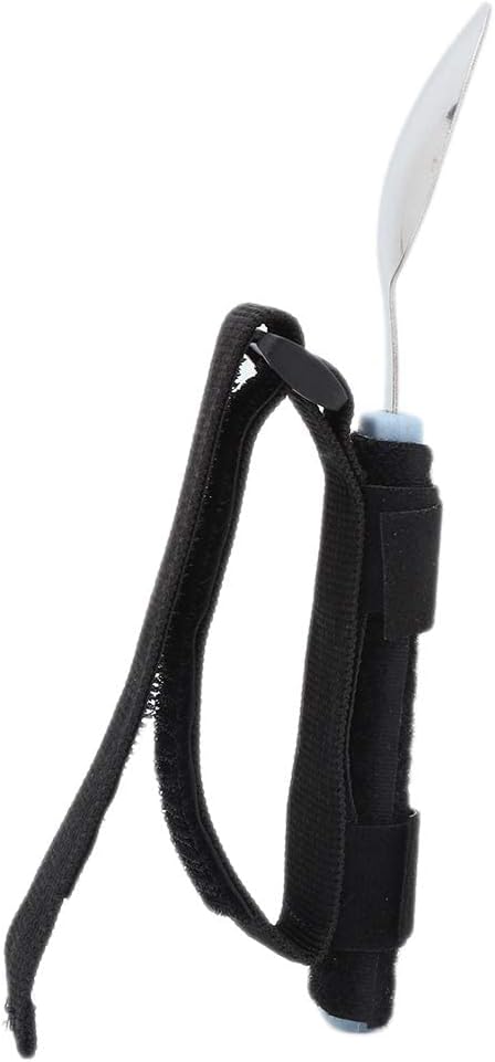 Adaptive Spoon with Universal Adjustable Hand Cuff Utensil Holder, Daily Living Aid for Elderly & Disabilities