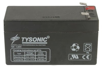 LA-TY-12-1.2 Sealed Lead Acid Rechargeable Battery, 12V, 1.2Ah, 2.1" H x 3.8" L x 1.7" W