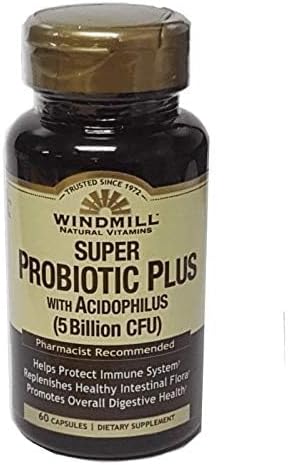 Windmill Natural Vitamins Super Probiotic Plus with Acidophilus (5 Billion CFU) 60 Capsules (Pack of 2)