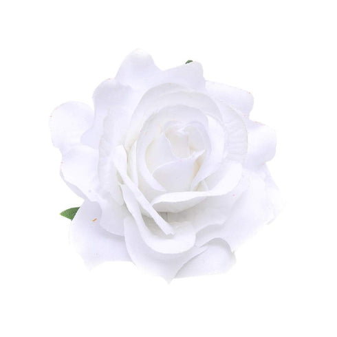 White Rose Flower Hair Clips, Flower Brooch Pin Up, Mexican Flamenco Dancer Fabric Flowers, Headwear Barrette for Women