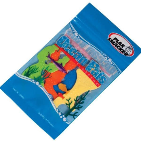 Plak Smacker 10448 4 Pack 24 Count Ocean Pals Oral Dental Flossers Assorted Per