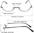 REAVEE 3-Pack Retro Designer Alloy Half Moon Reading Glasses, Stylish Slim Reader with Pouch, Black, Grey, Silver