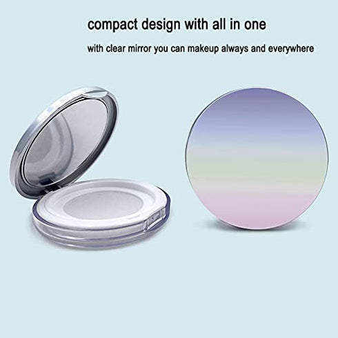 Plastic Loose Powder Compact Container with Velvet Powder Puff, Mirror, and Elasticated Net Sifter (SILVER)