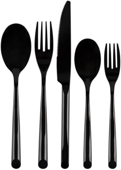 Disposable Black Flatware Set 5-in-1 - Elegant, Durable, and Lightweight Cutlery for
